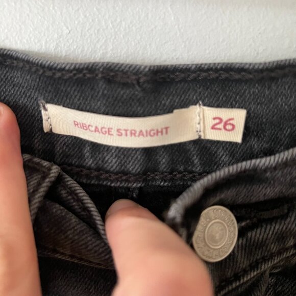 Levi's Ribcage Straight Full Length Jeans Say No Go Gray Women's Size 26 - Picture 6 of 11